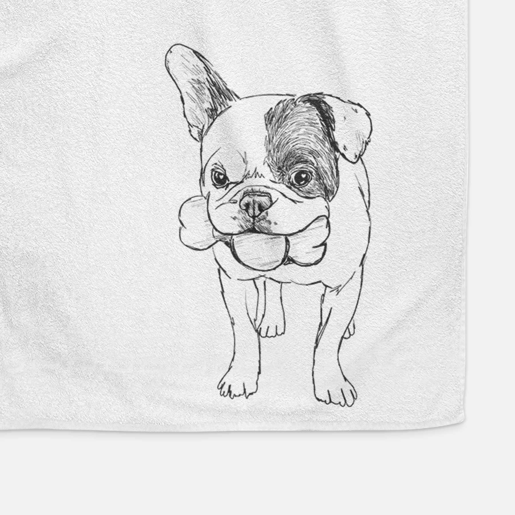 Doodled Beau the French Bulldog Decorative Hand Towel