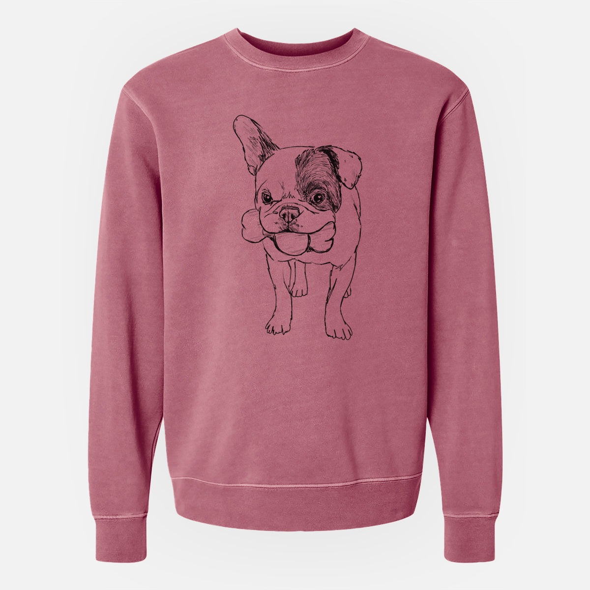 Doodled Beau the French Bulldog - Unisex Pigment Dyed Crew Sweatshirt