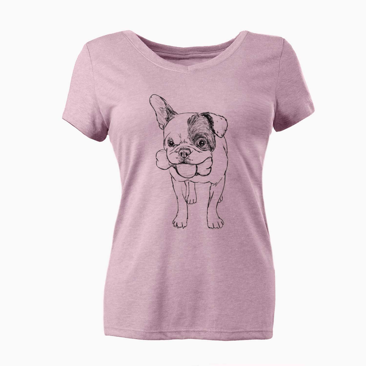 Doodled Beau the French Bulldog - Women's V-neck Shirt