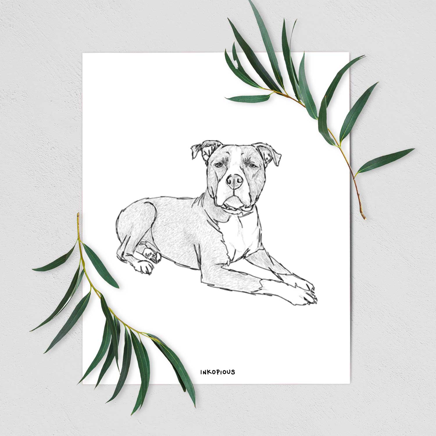 Doodled Bella the Pitbull Art Print