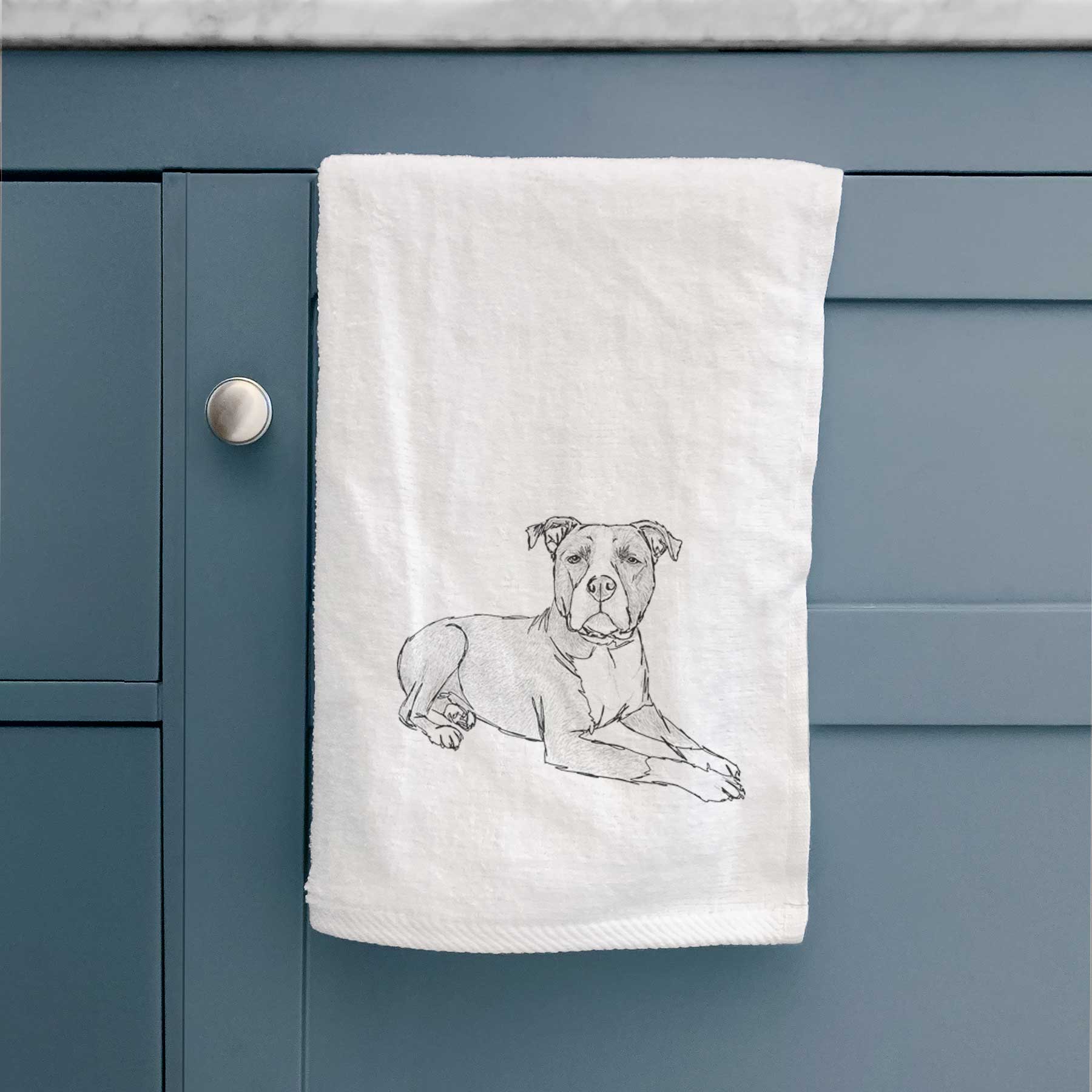 Doodled Bella the Pitbull Decorative Hand Towel