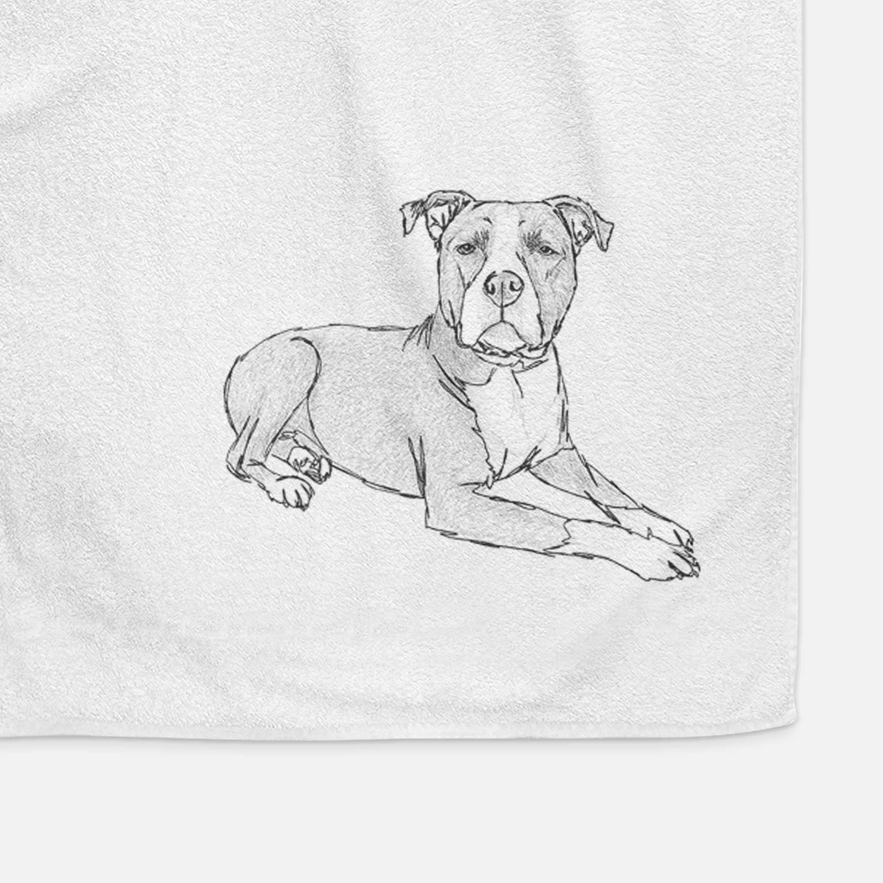 Doodled Bella the Pitbull Decorative Hand Towel