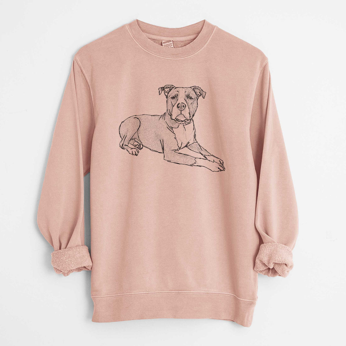 Doodled Bella the Pitbull - Unisex Pigment Dyed Crew Sweatshirt