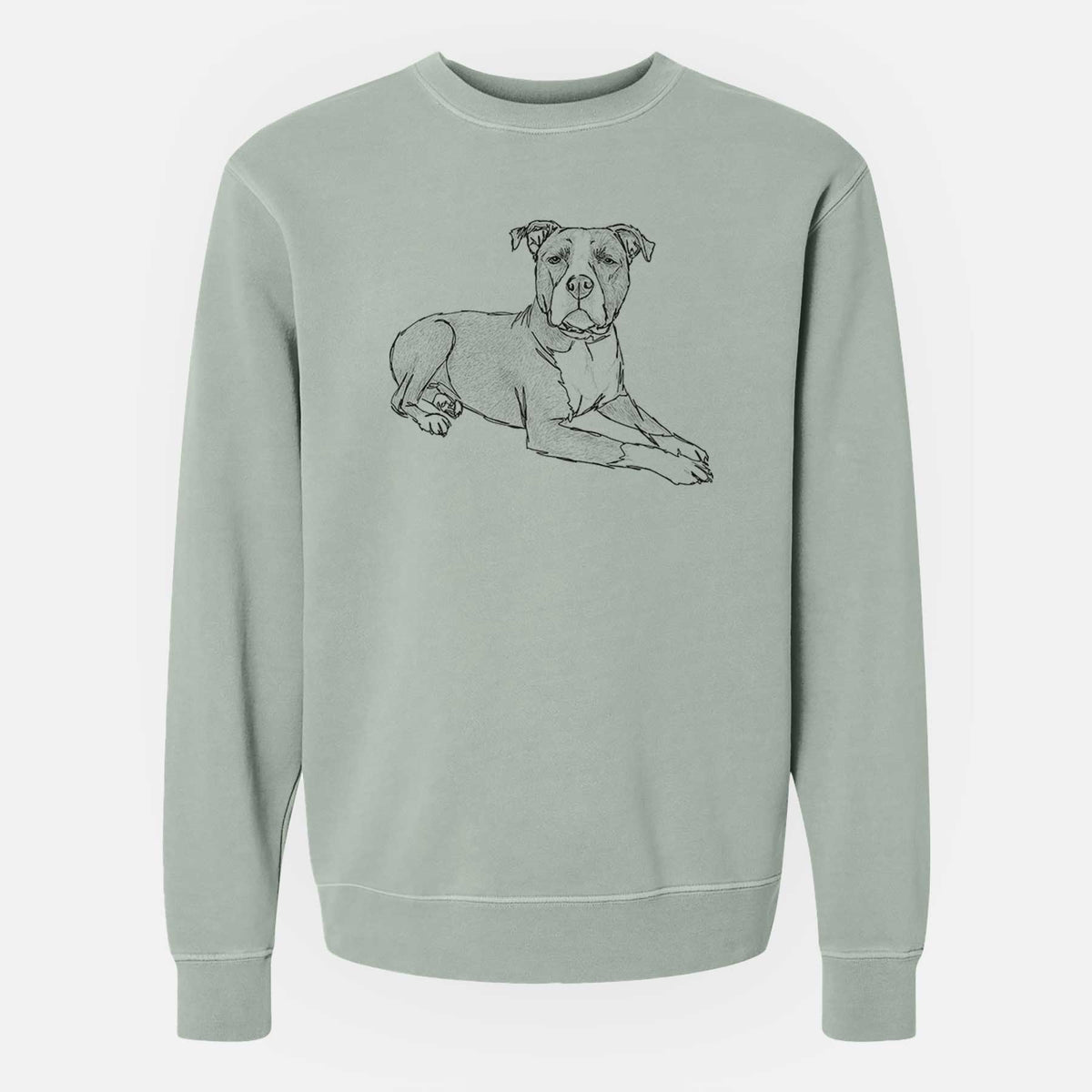 Doodled Bella the Pitbull - Unisex Pigment Dyed Crew Sweatshirt