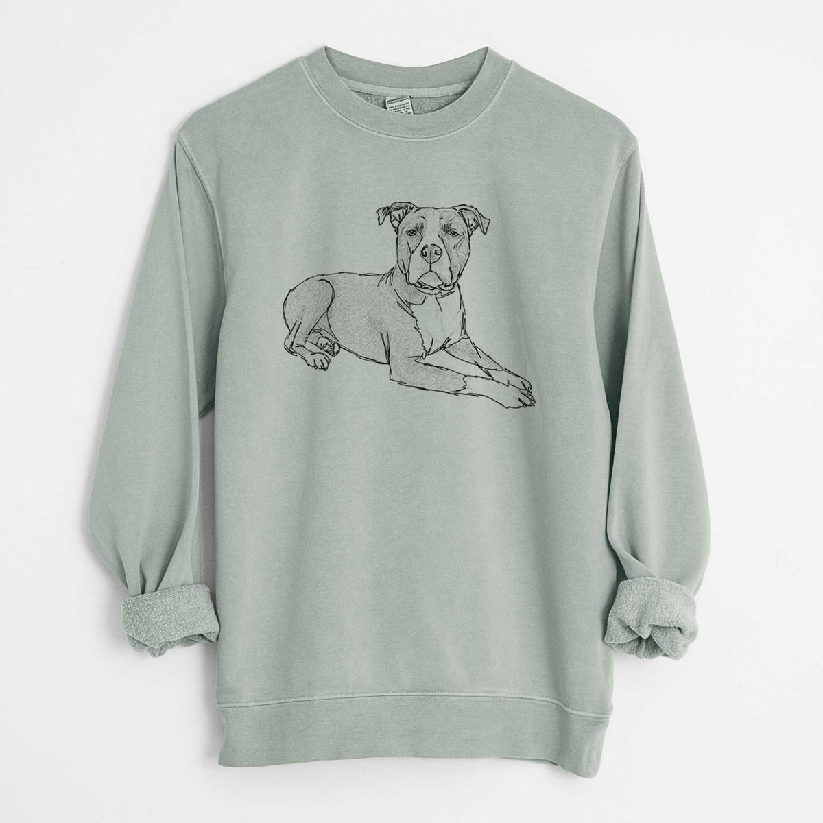 Doodled Bella the Pitbull - Unisex Pigment Dyed Crew Sweatshirt