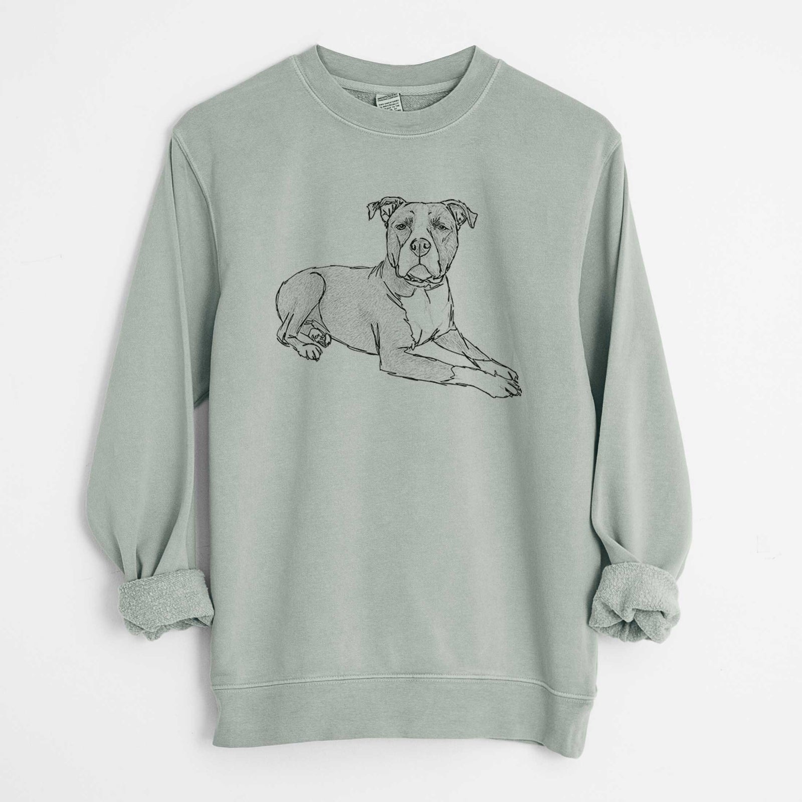 Doodled Bella the Pitbull - Unisex Pigment Dyed Crew Sweatshirt
