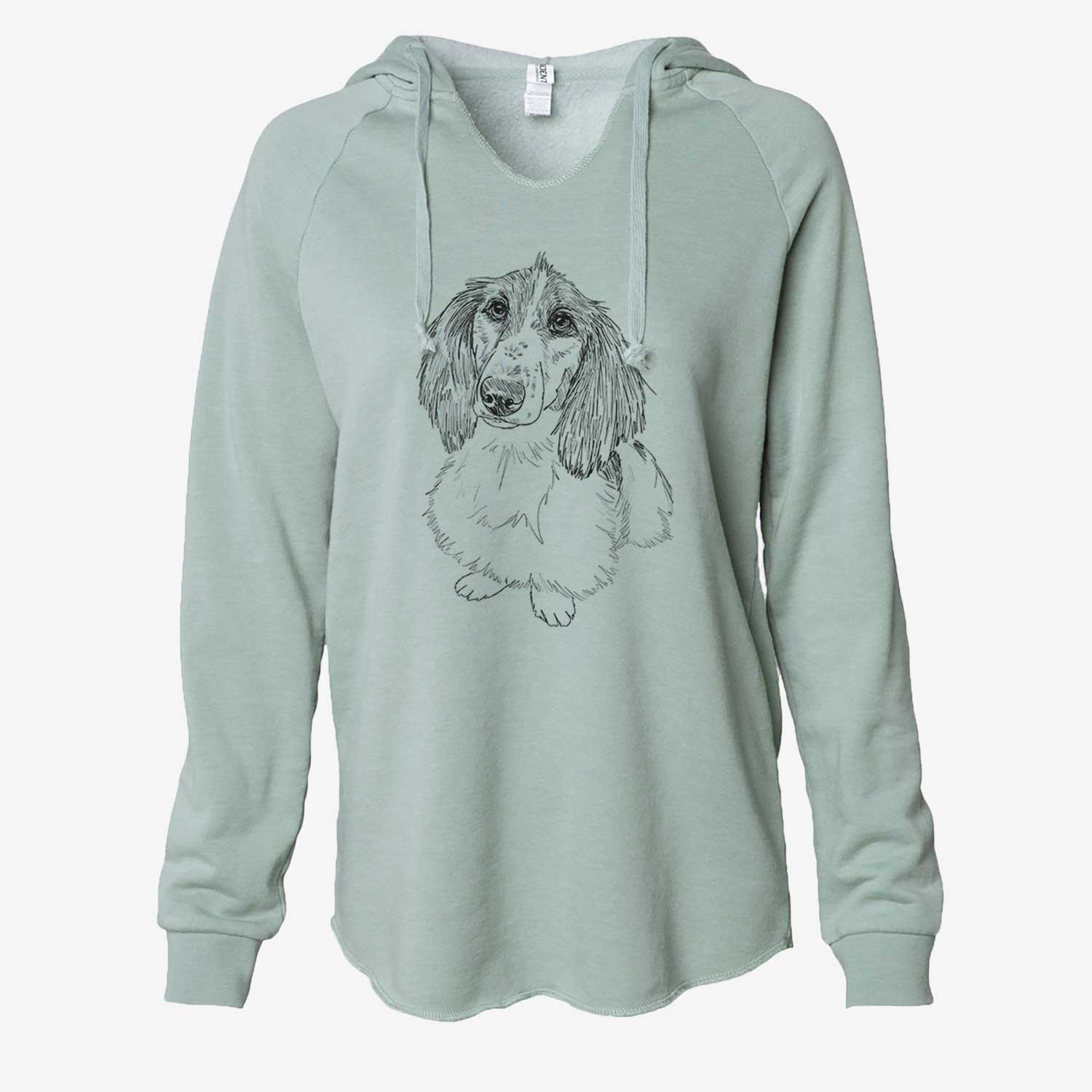 Doodled Bella the Long Haired Dachshund - Cali Wave Hooded Sweatshirt