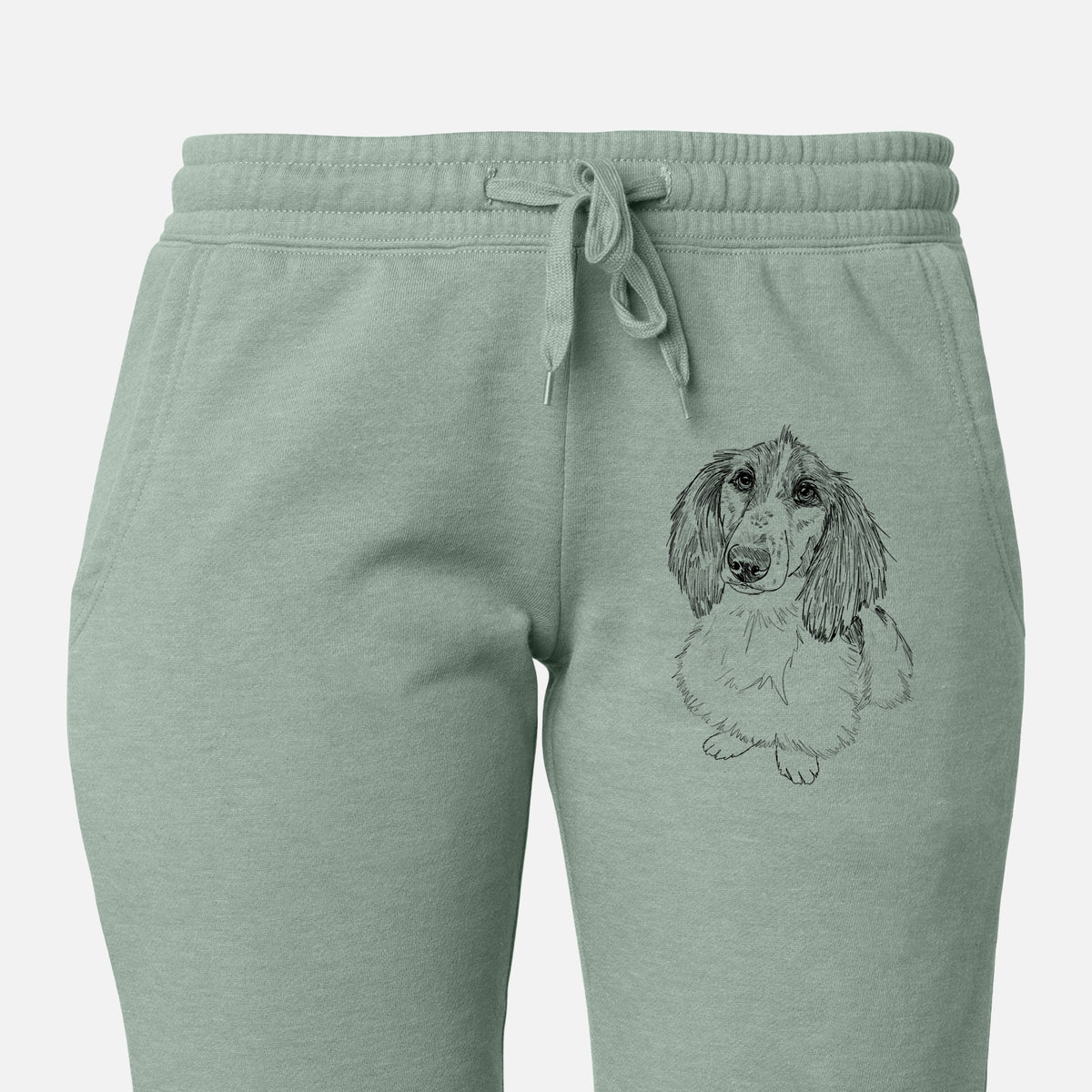 Doodled Bella the Long Haired Dachshund - Women&#39;s Cali Wave Joggers