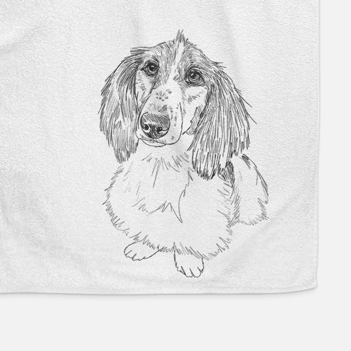 Doodled Bella the Long Haired Dachshund Decorative Hand Towel