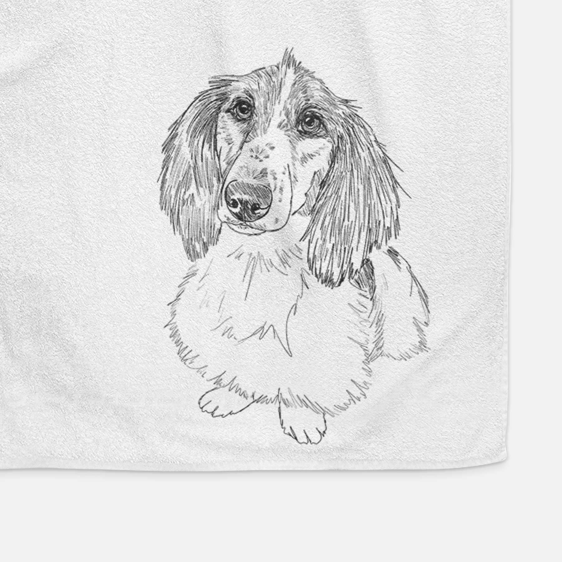 Doodled Bella the Long Haired Dachshund Decorative Hand Towel