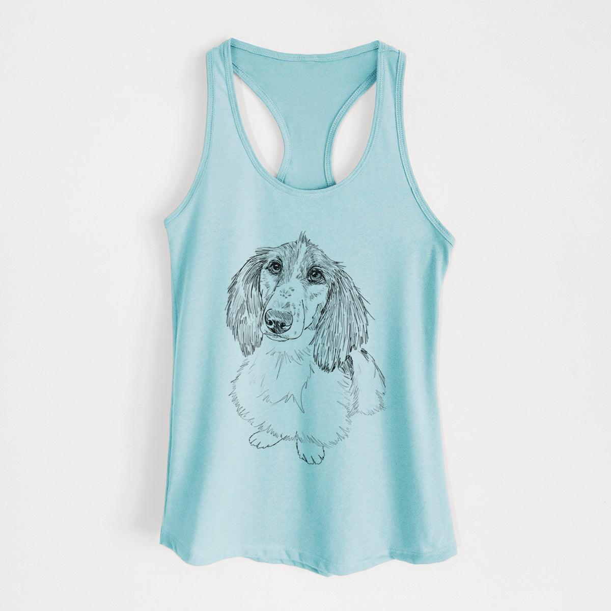 Doodled Bella the Long Haired Dachshund - Women&#39;s Racerback Tanktop