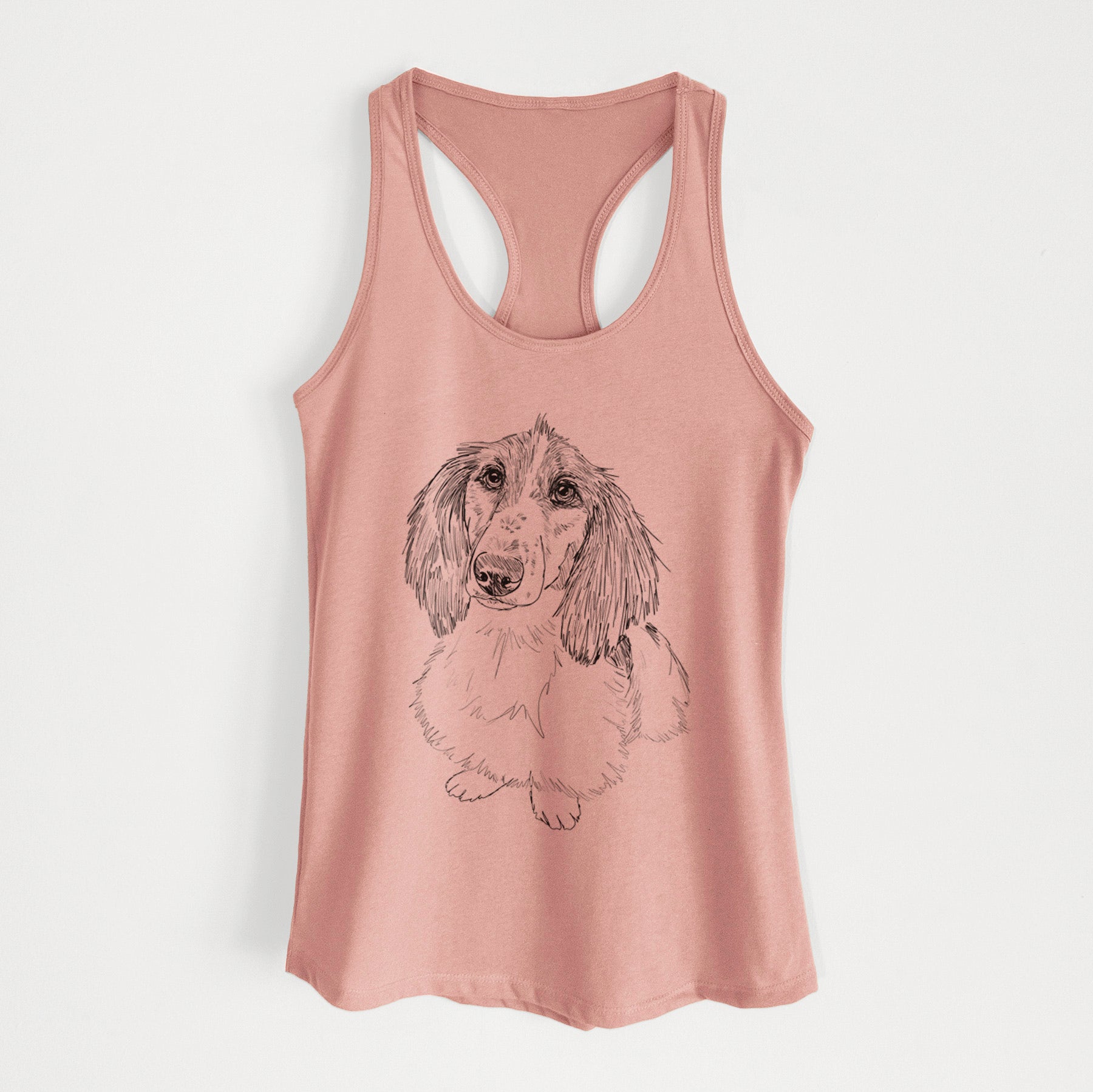 Doodled Bella the Long Haired Dachshund - Women's Racerback Tanktop