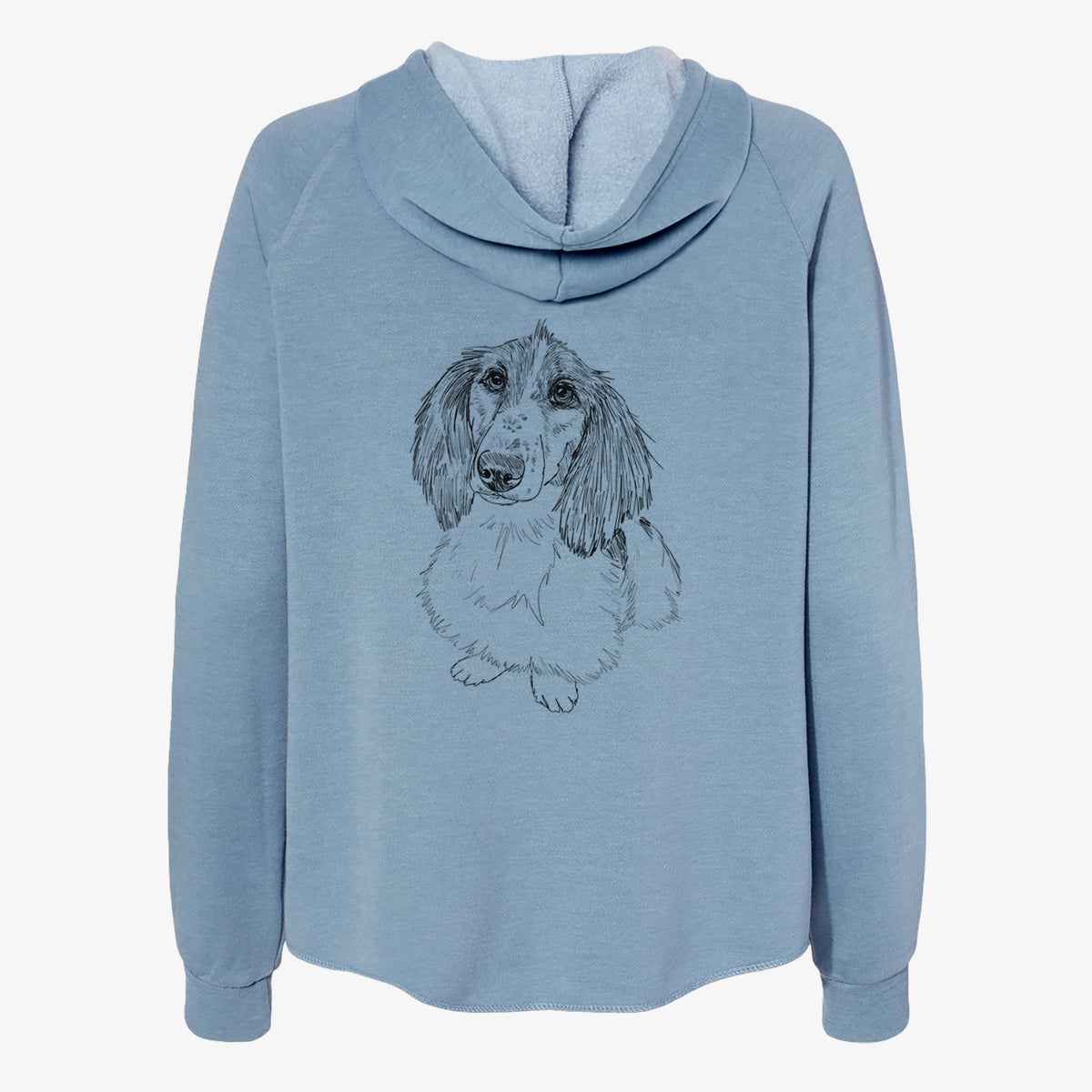Doodled Bella the Long Haired Dachshund - Women's Cali Wave Zip-Up Sweatshirt