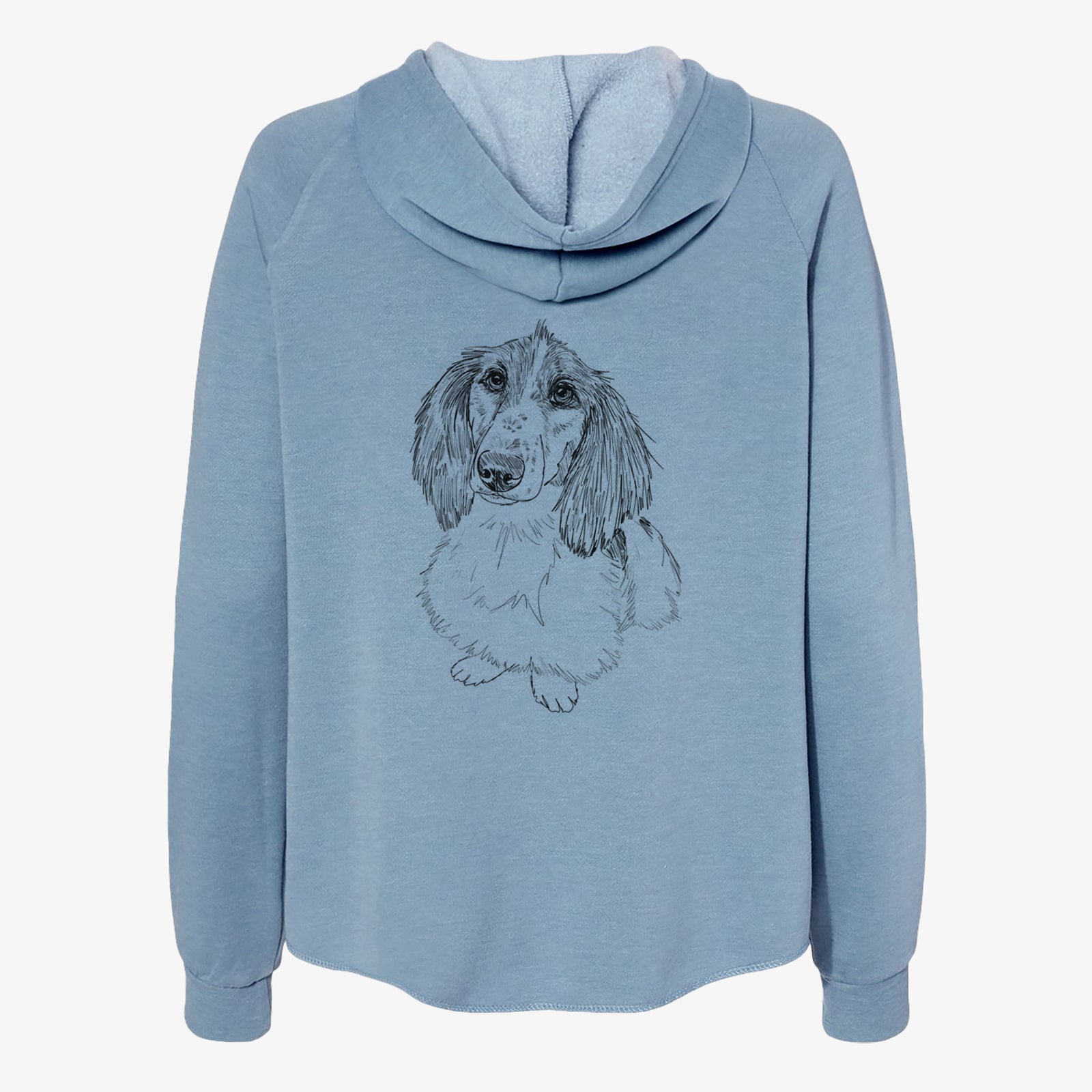 Doodled Bella the Long Haired Dachshund - Women's Cali Wave Zip-Up Sweatshirt