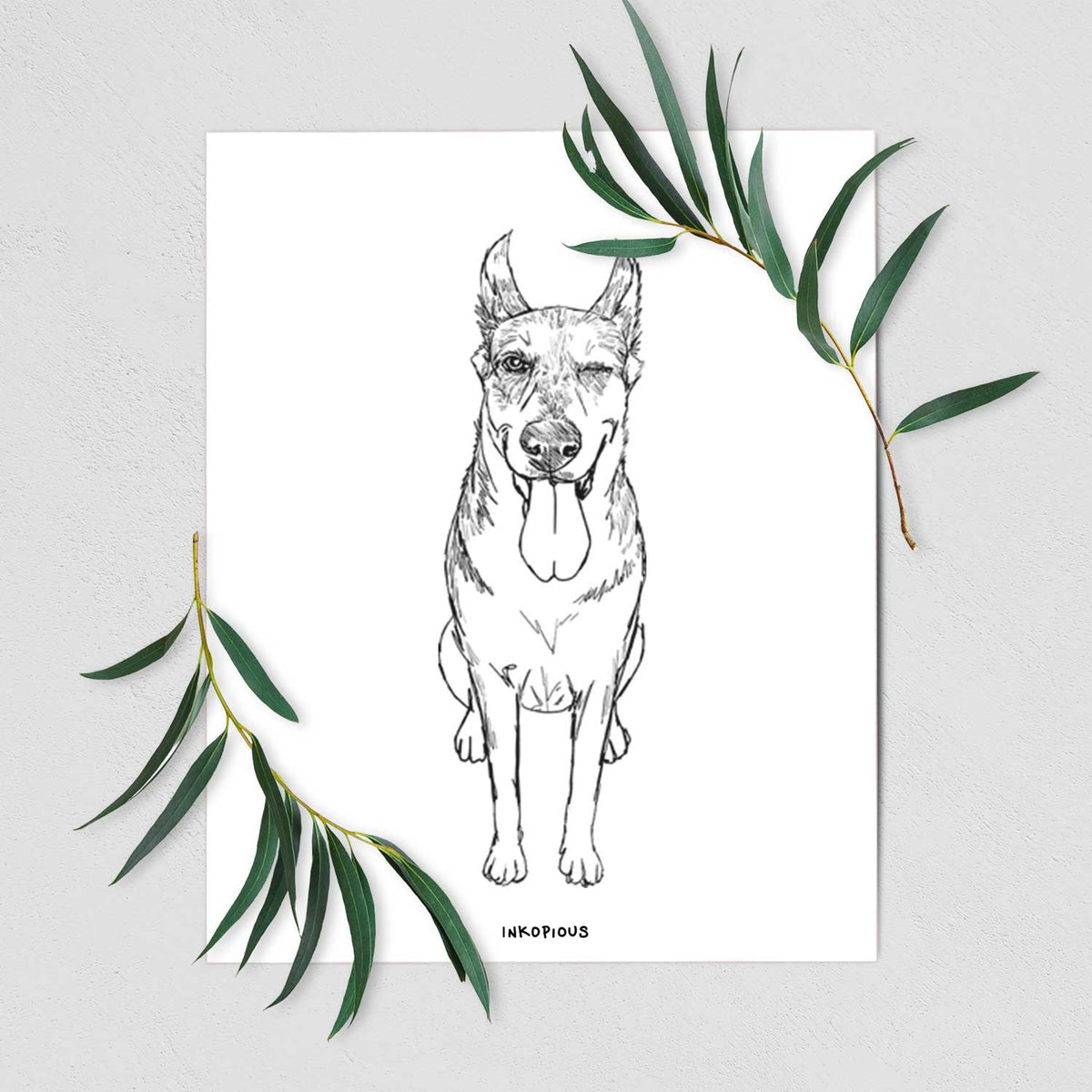 Doodled Bella the German Shepherd Husky Mix Art Print
