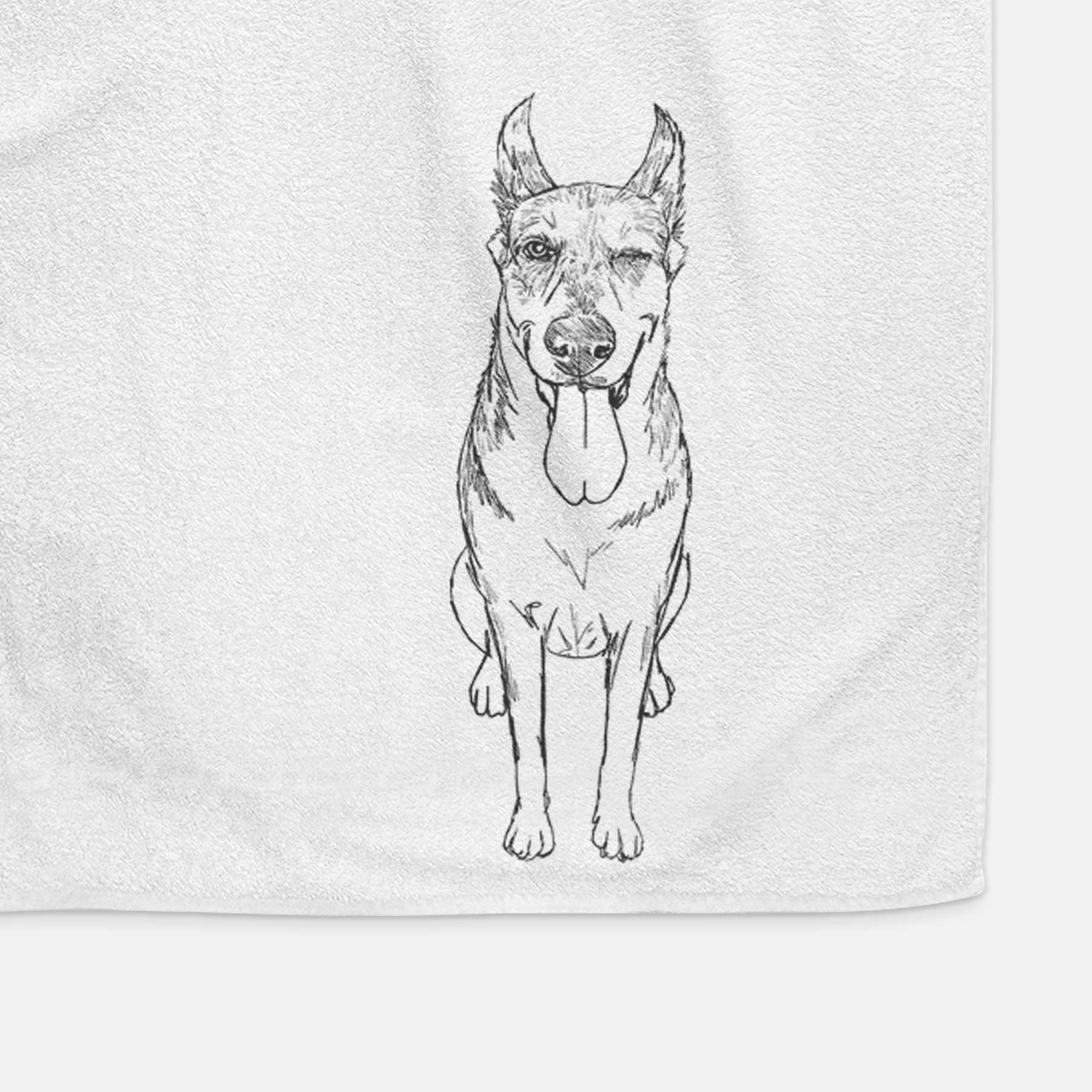 Doodled Bella the German Shepherd Husky Mix Decorative Hand Towel