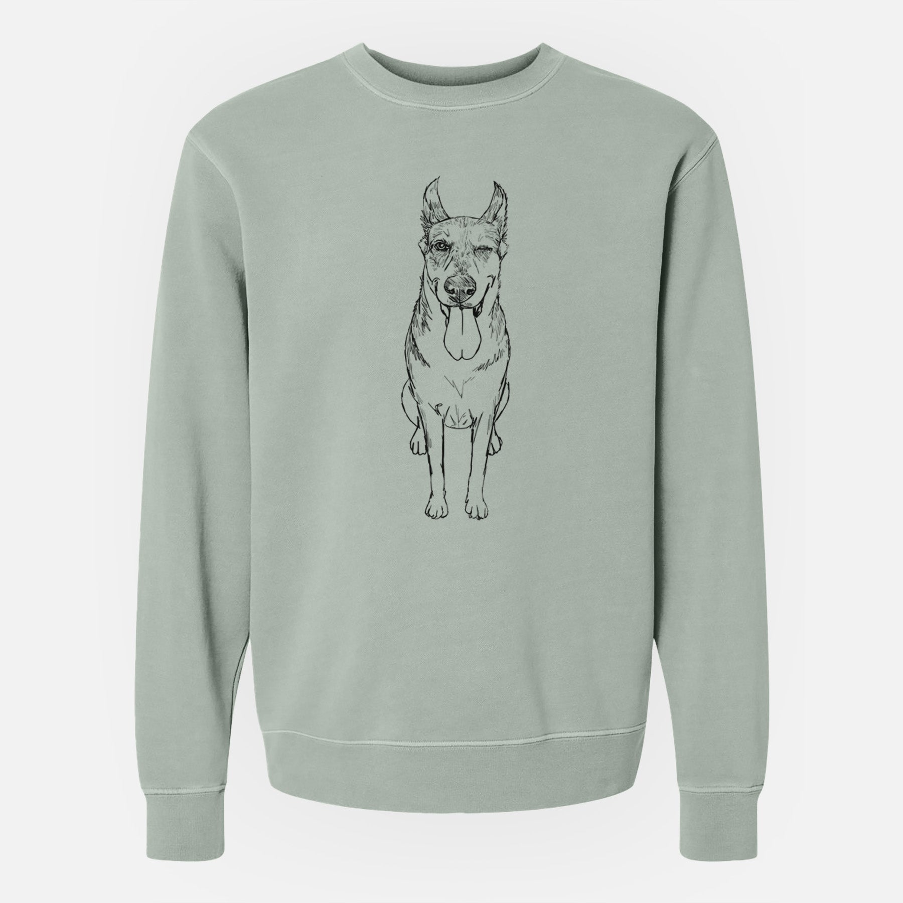 Doodled Bella the German Shepherd Husky Mix - Unisex Pigment Dyed Crew Sweatshirt