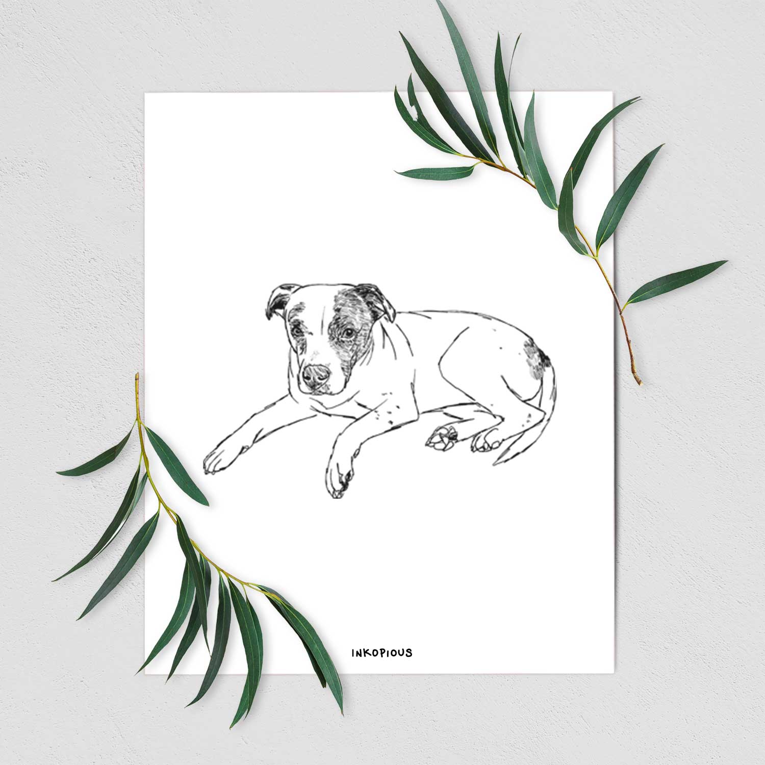 Doodled Bella the Pitbull Art Print