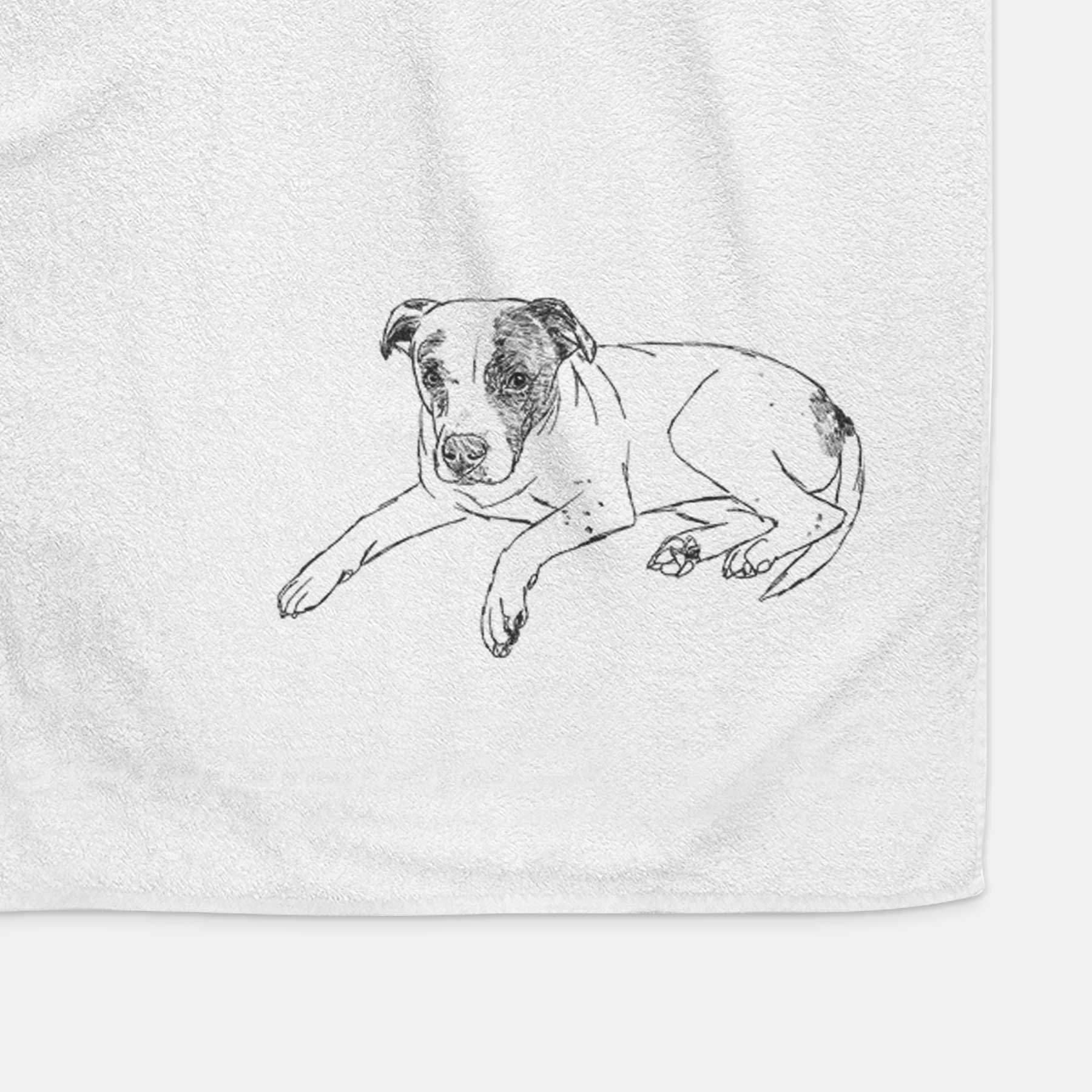 Doodled Bella the Pitbull Decorative Hand Towel