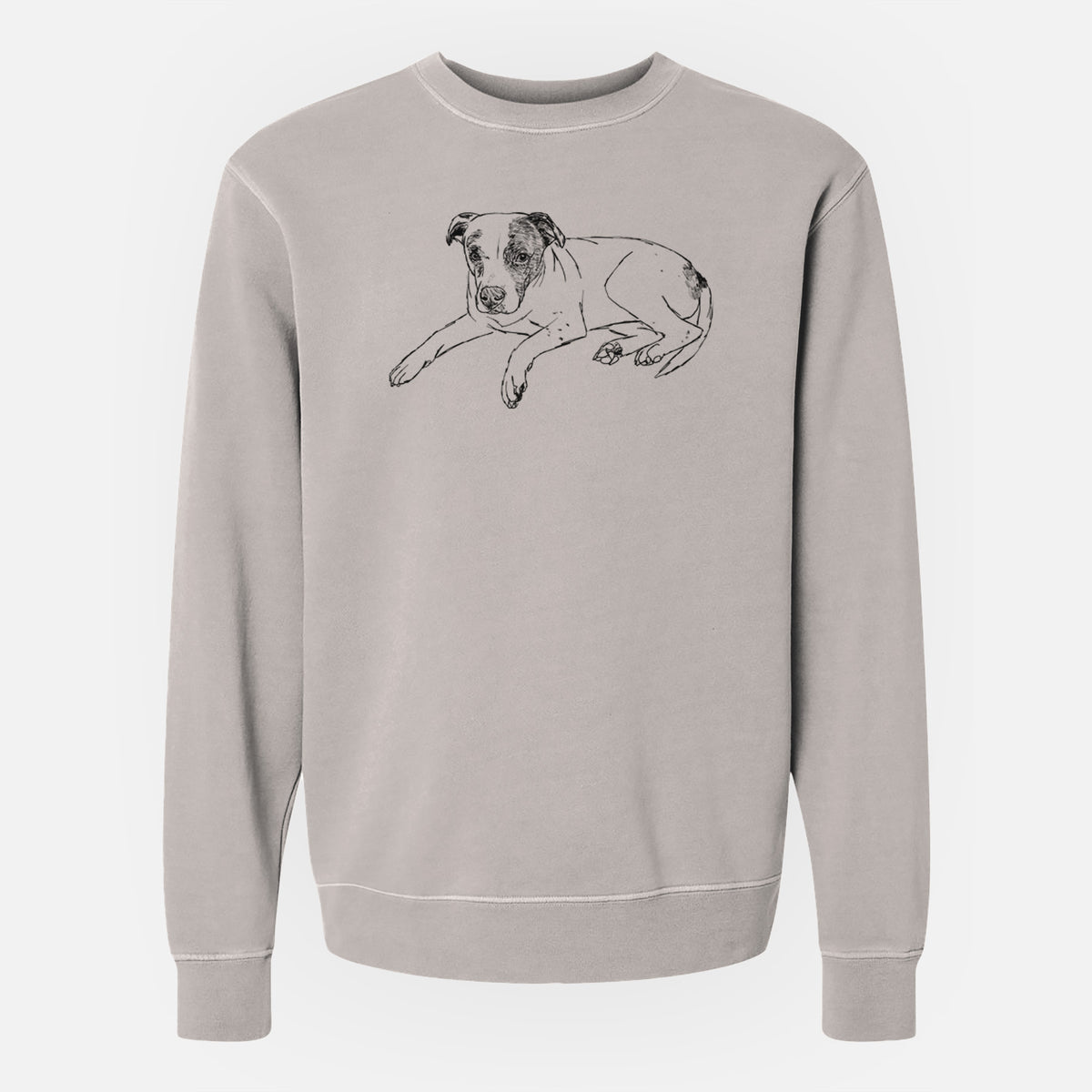 Doodled Bella the Pitbull - Unisex Pigment Dyed Crew Sweatshirt