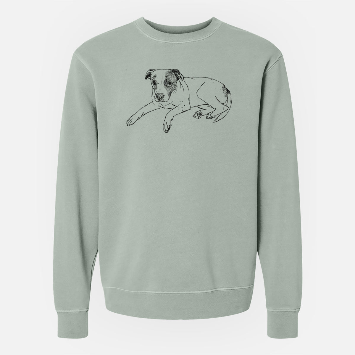 Doodled Bella the Pitbull - Unisex Pigment Dyed Crew Sweatshirt