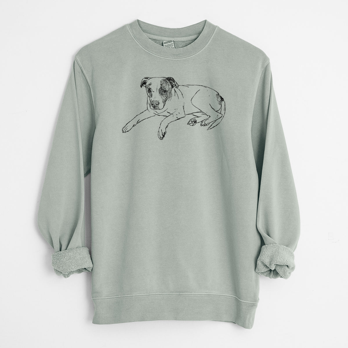 Doodled Bella the Pitbull - Unisex Pigment Dyed Crew Sweatshirt