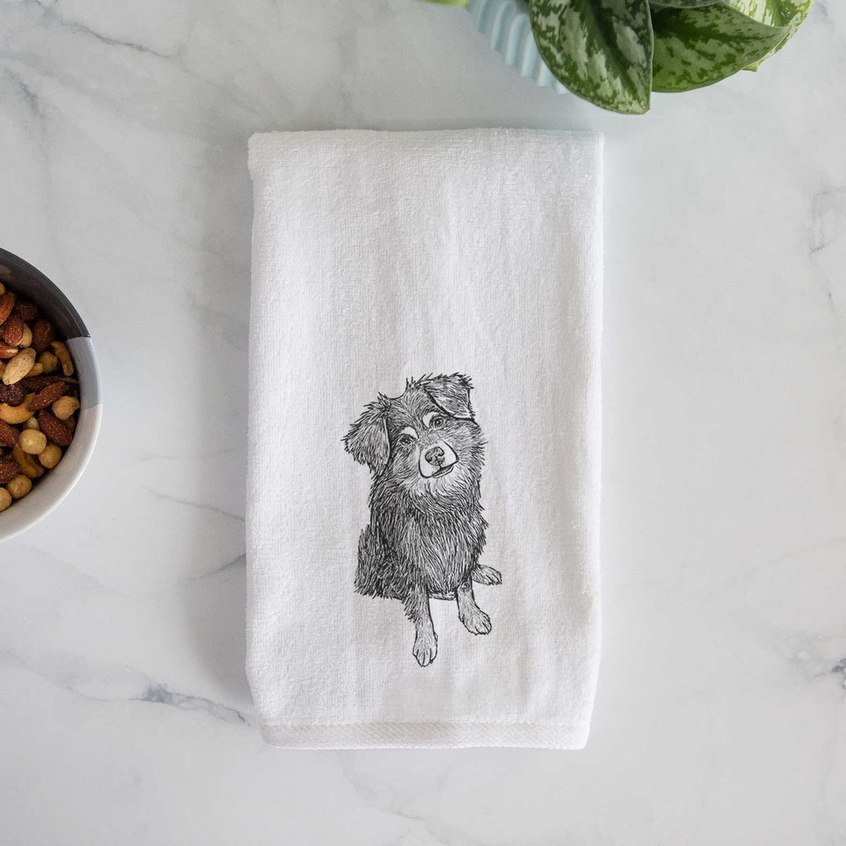 Doodled Belle the Mixed Breed Decorative Hand Towel