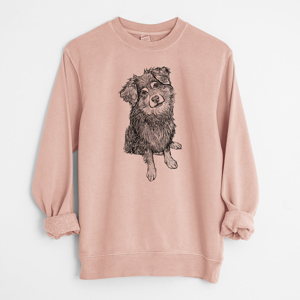 Doodled Belle the Mixed Breed - Unisex Pigment Dyed Crew Sweatshirt