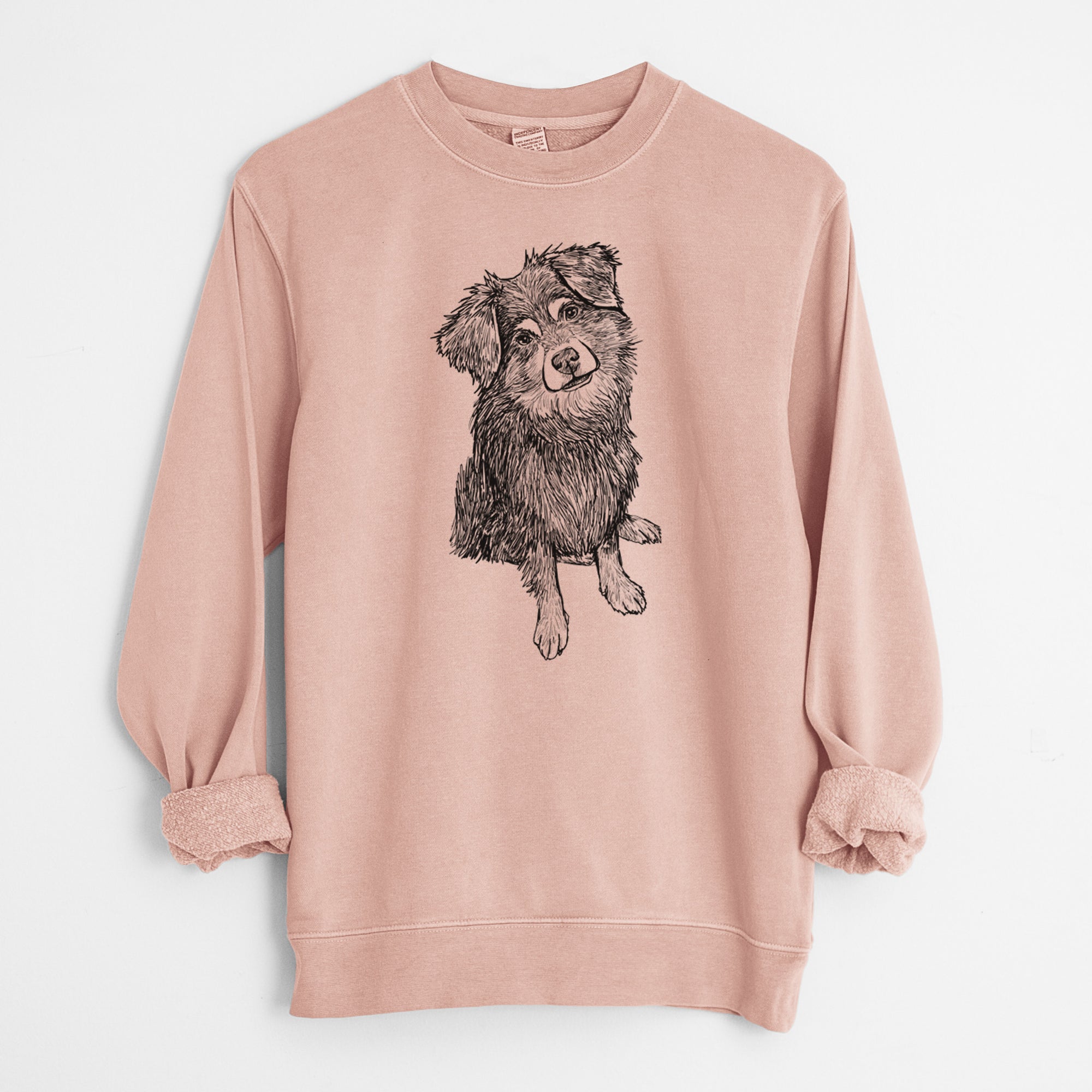 Doodled Belle the Mixed Breed - Unisex Pigment Dyed Crew Sweatshirt