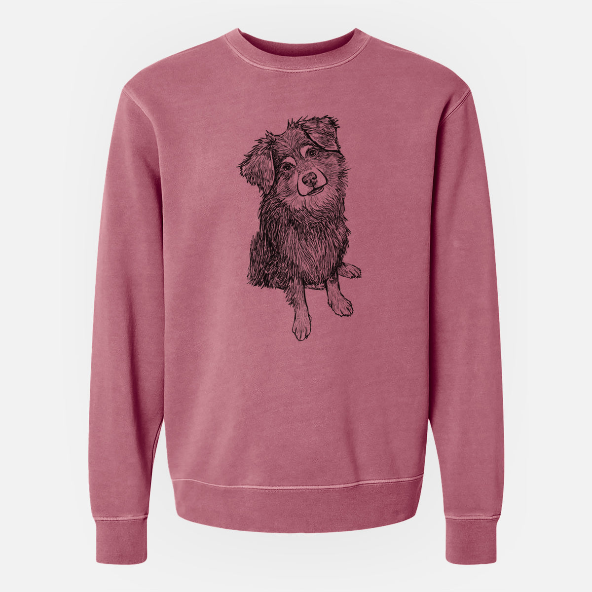 Doodled Belle the Mixed Breed - Unisex Pigment Dyed Crew Sweatshirt