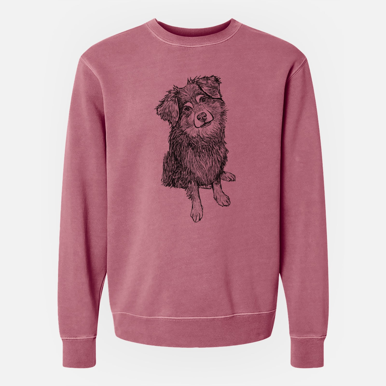 Doodled Belle the Mixed Breed - Unisex Pigment Dyed Crew Sweatshirt
