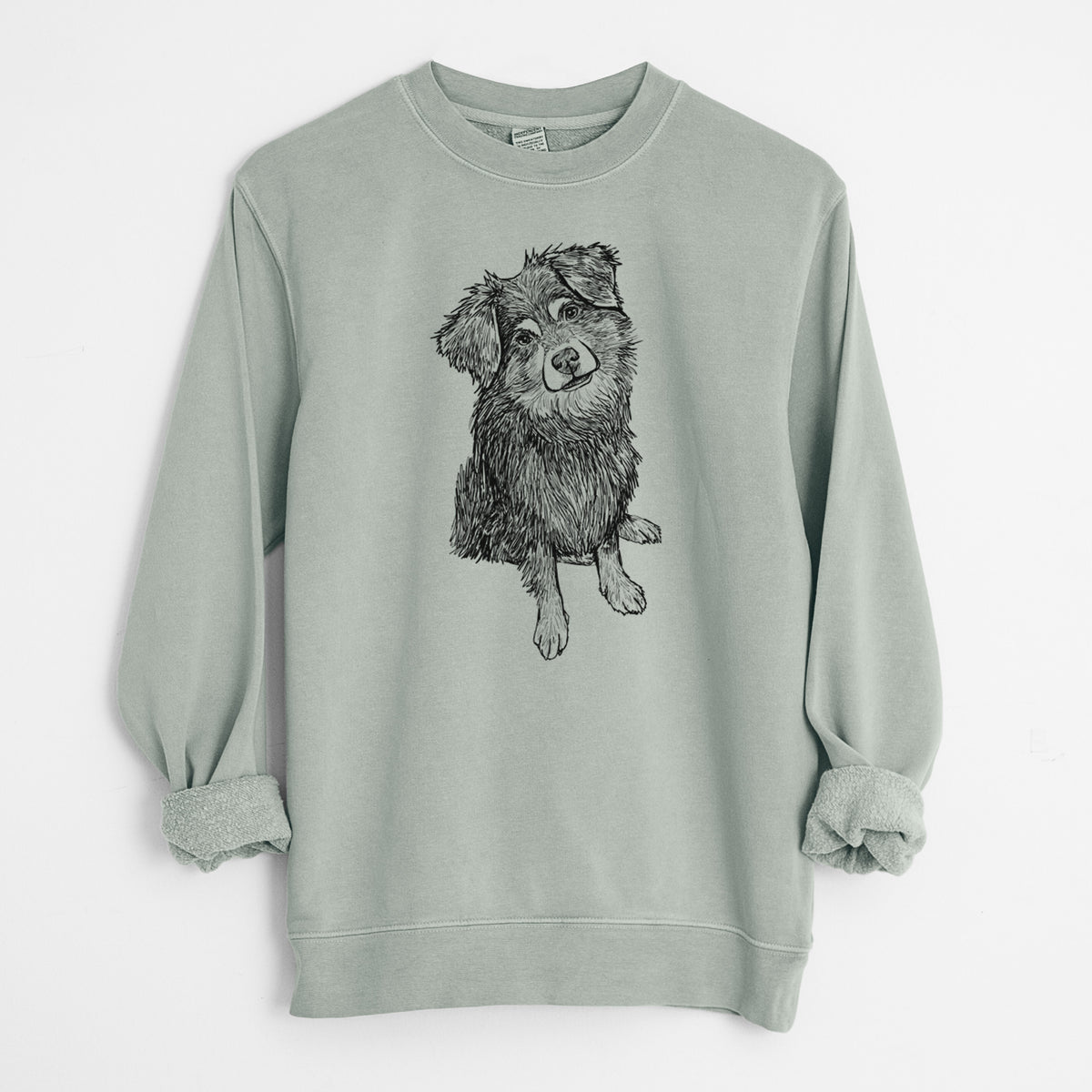 Doodled Belle the Mixed Breed - Unisex Pigment Dyed Crew Sweatshirt