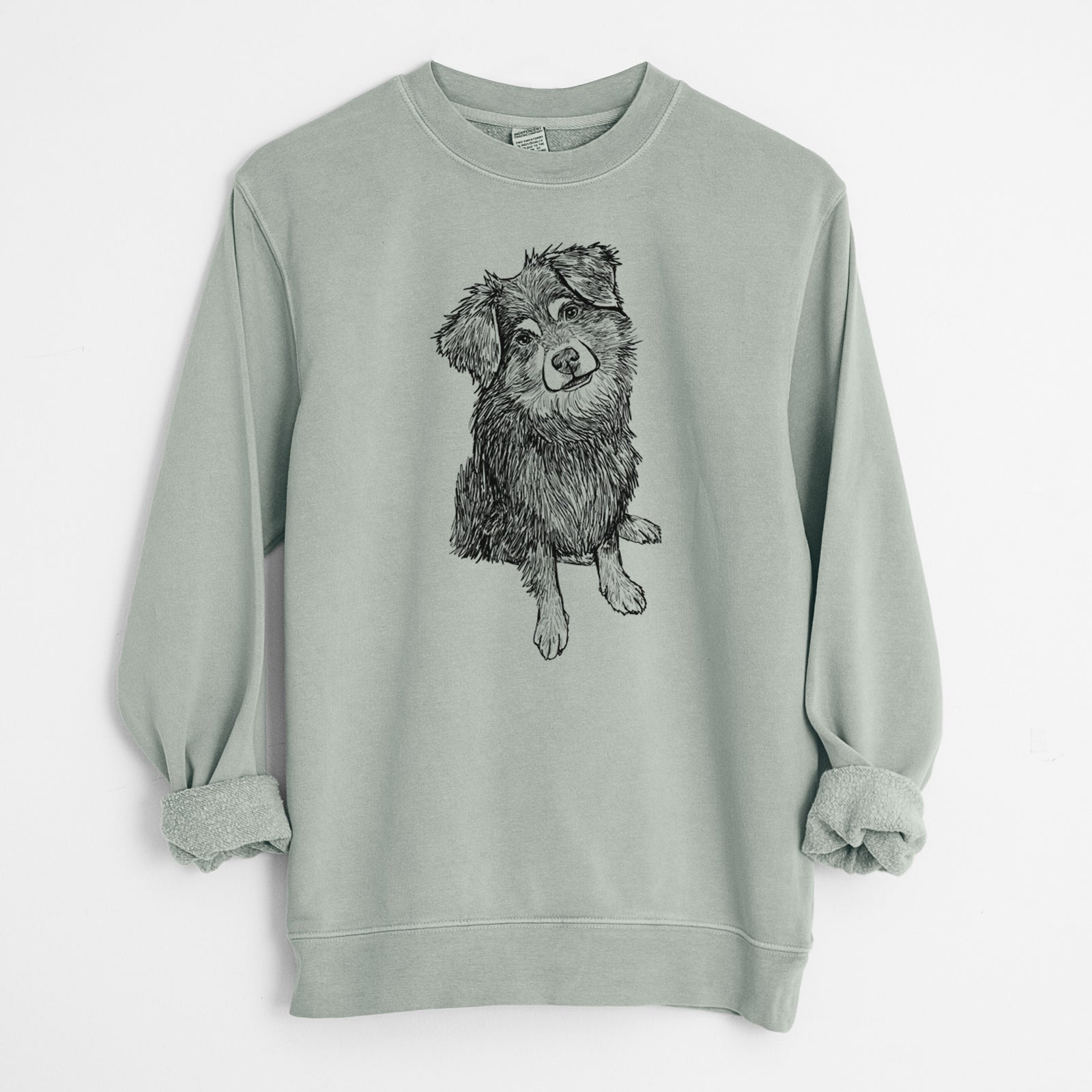 Doodled Belle the Mixed Breed - Unisex Pigment Dyed Crew Sweatshirt