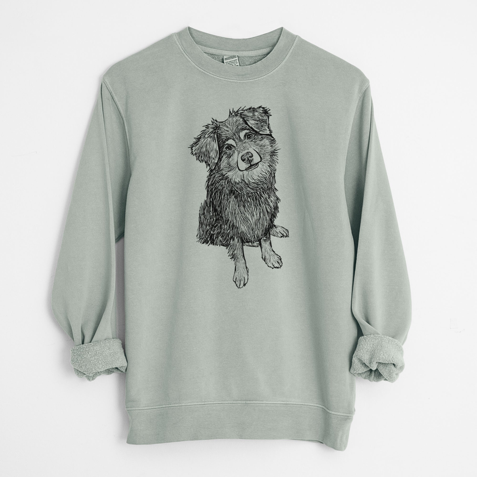 Doodled Belle the Mixed Breed - Unisex Pigment Dyed Crew Sweatshirt