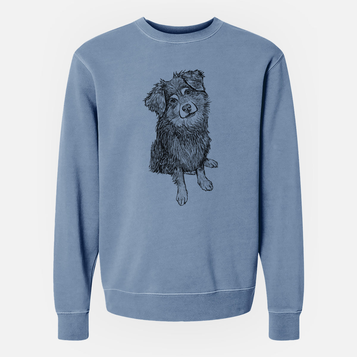 Doodled Belle the Mixed Breed - Unisex Pigment Dyed Crew Sweatshirt