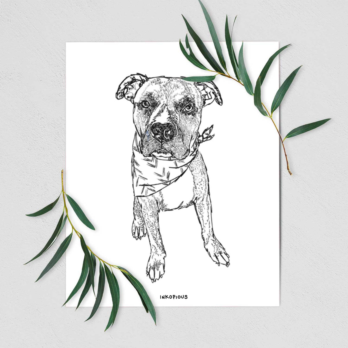 Doodled Benny the Mixed Breed Art Print