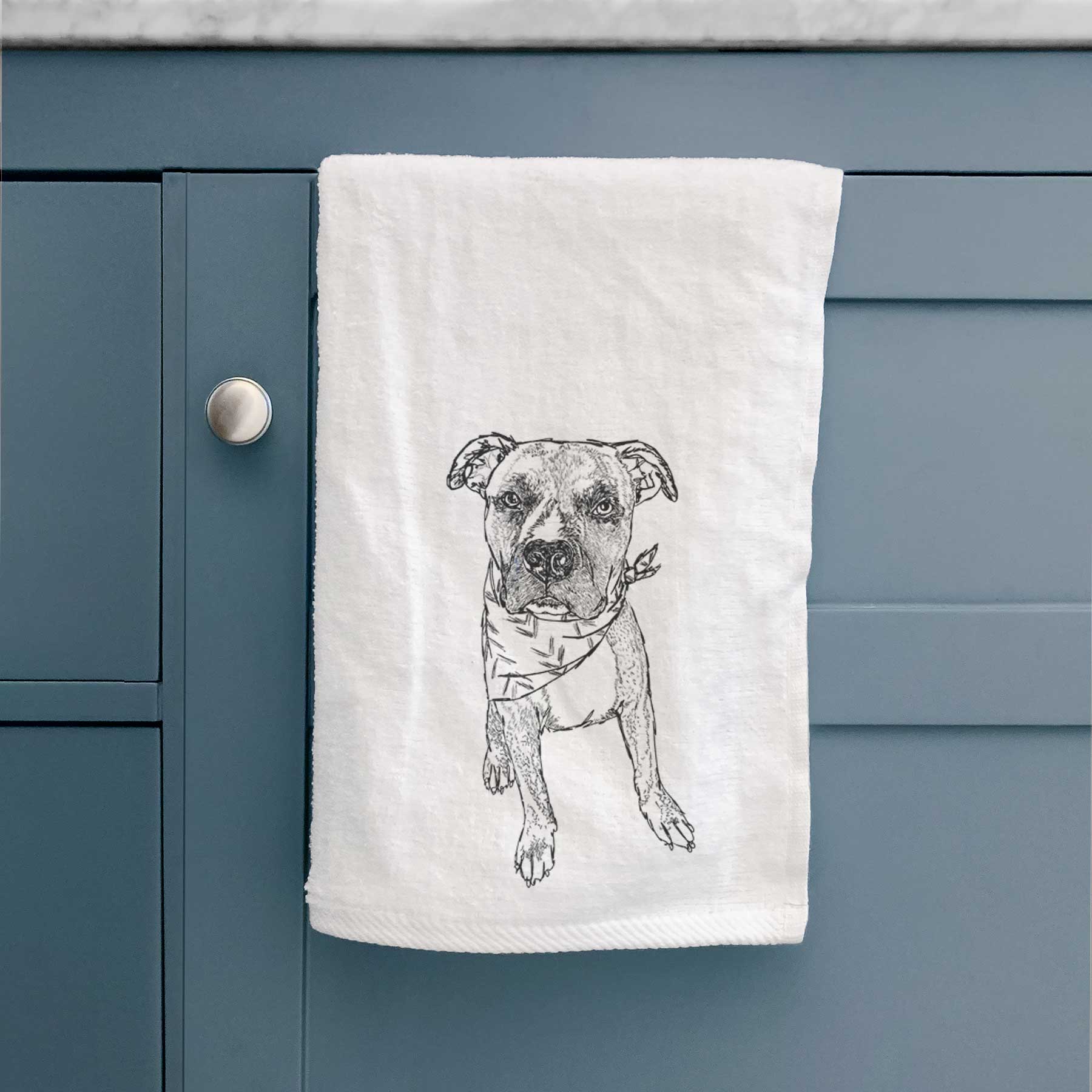 Doodled Benny the Mixed Breed Decorative Hand Towel