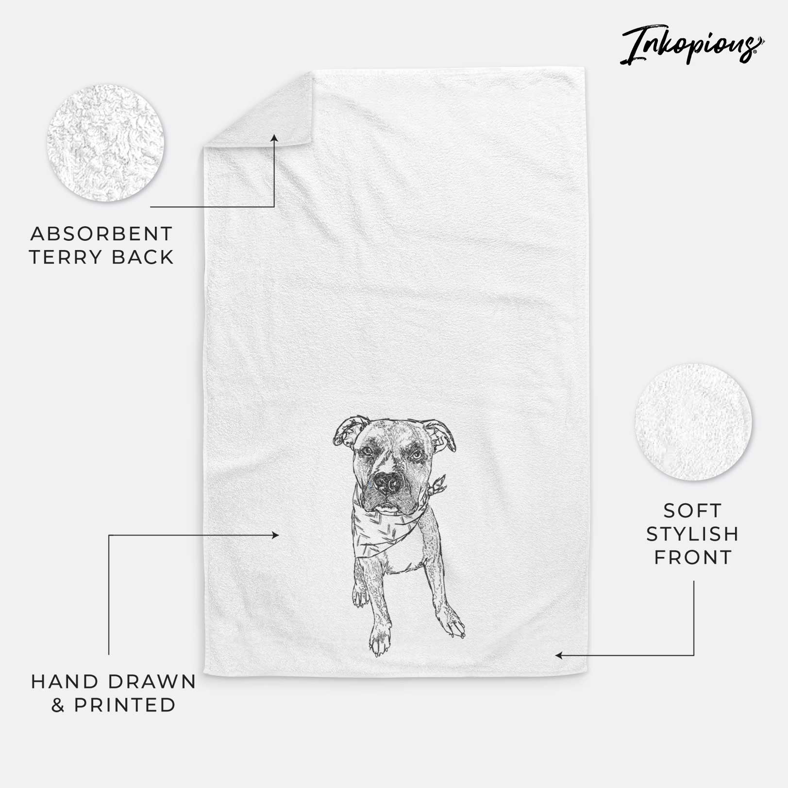 Doodled Benny the Mixed Breed Decorative Hand Towel