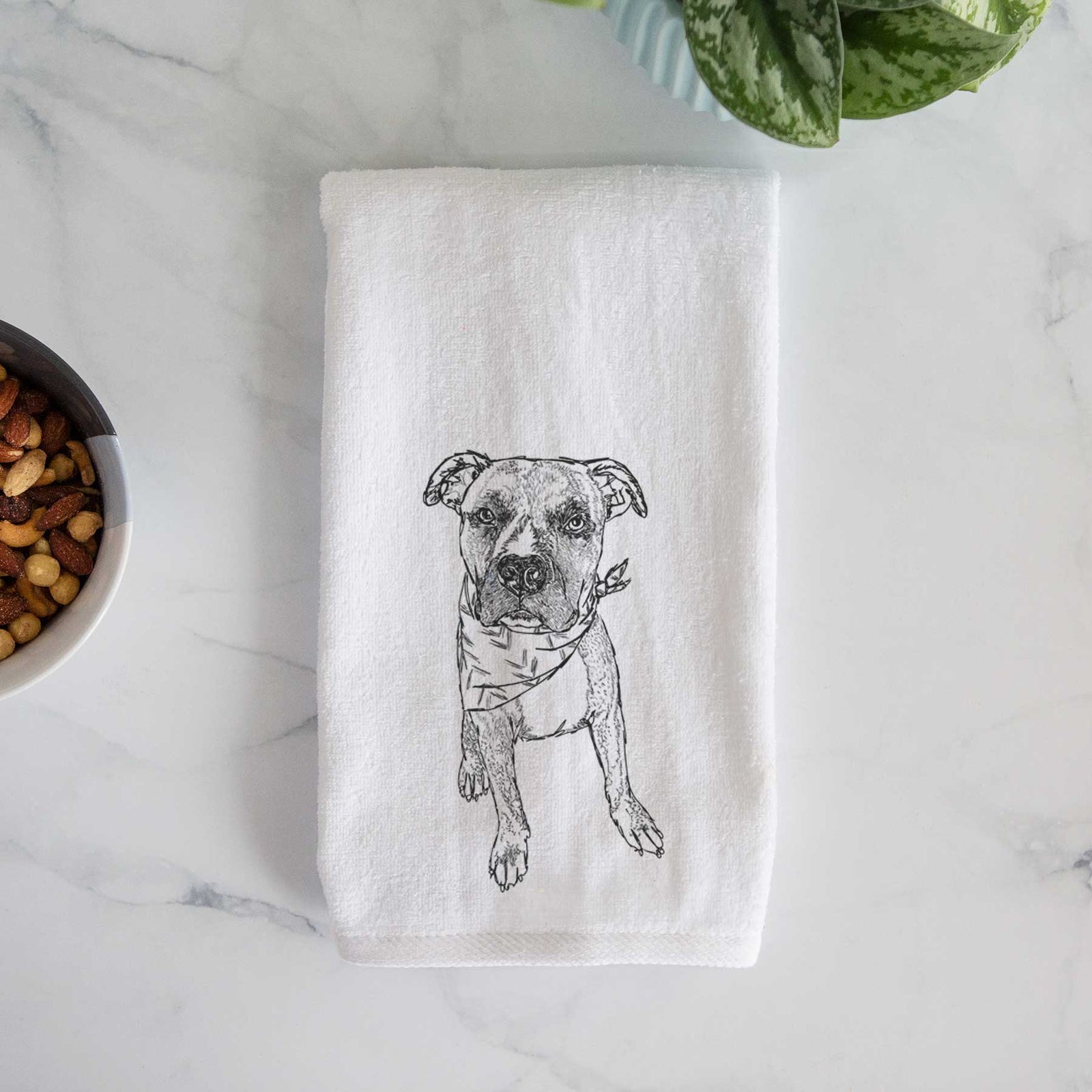 Doodled Benny the Mixed Breed Decorative Hand Towel