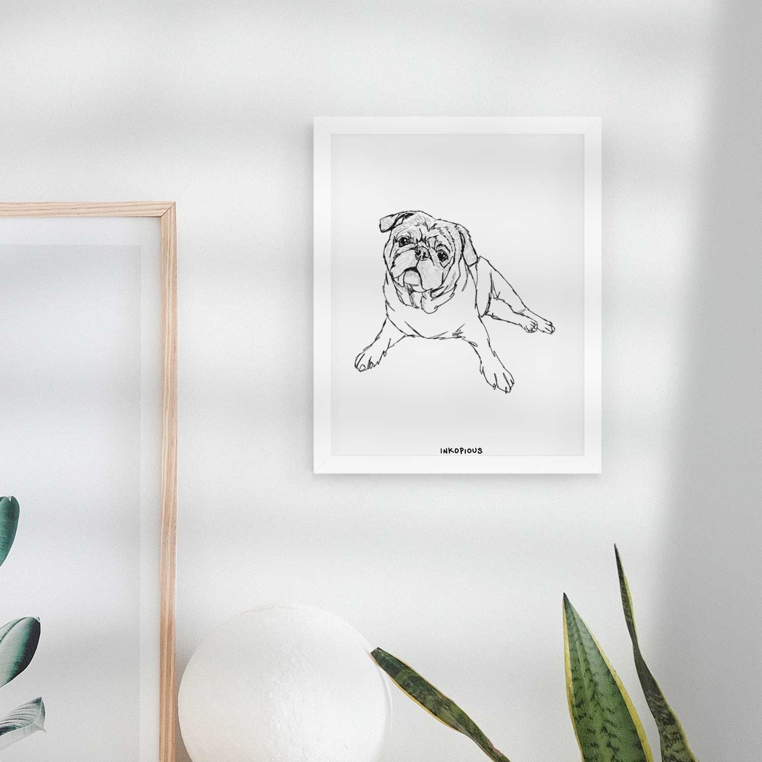 Doodled Benny the Pug Art Print