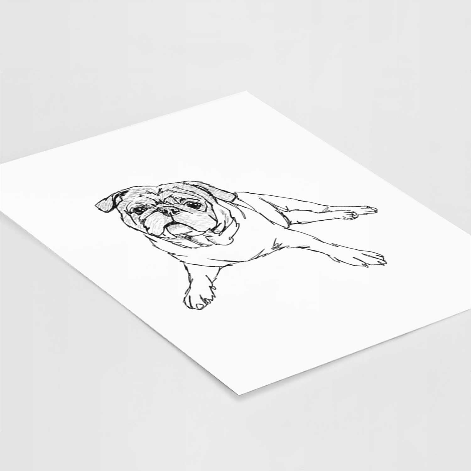 Doodled Benny the Pug Art Print