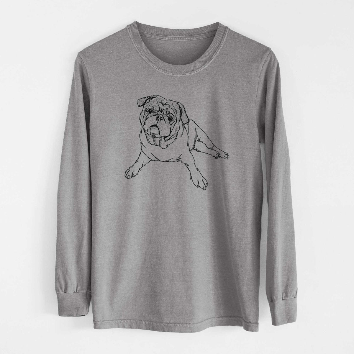 Doodled Benny the Pug - Heavyweight 100% Cotton Long Sleeve