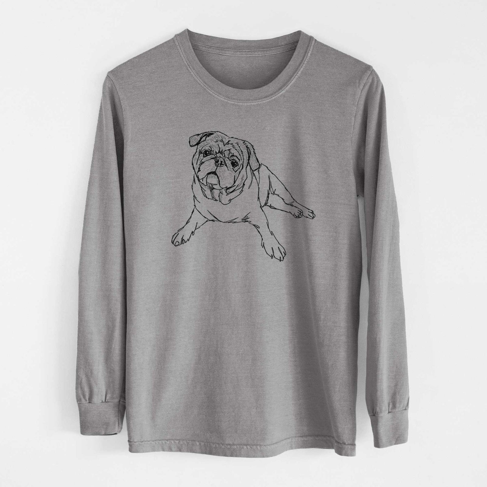 Doodled Benny the Pug - Heavyweight 100% Cotton Long Sleeve