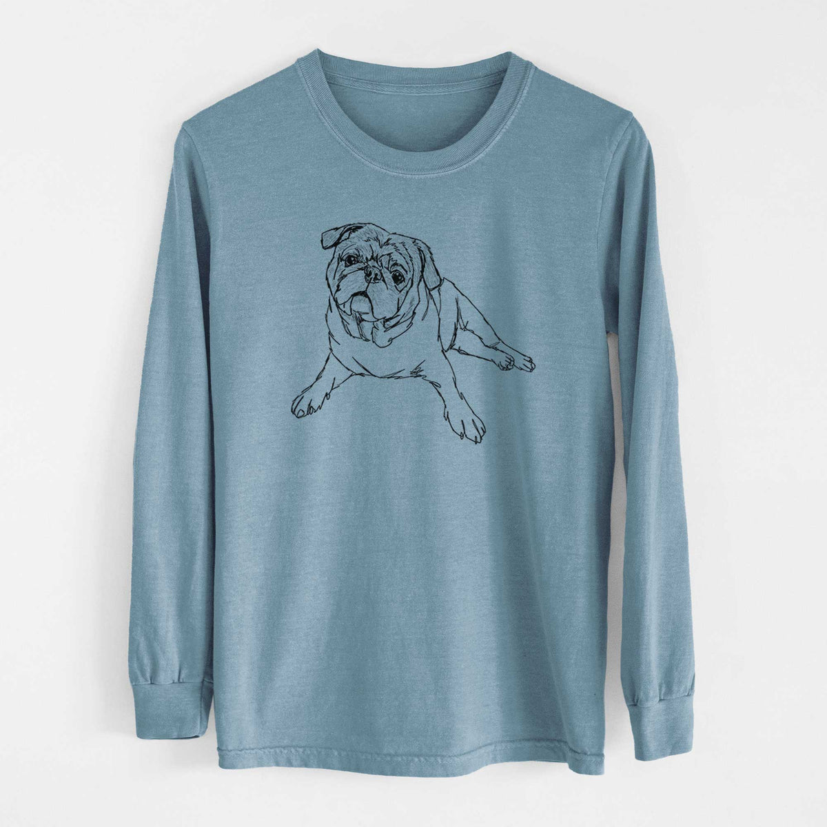 Doodled Benny the Pug - Heavyweight 100% Cotton Long Sleeve