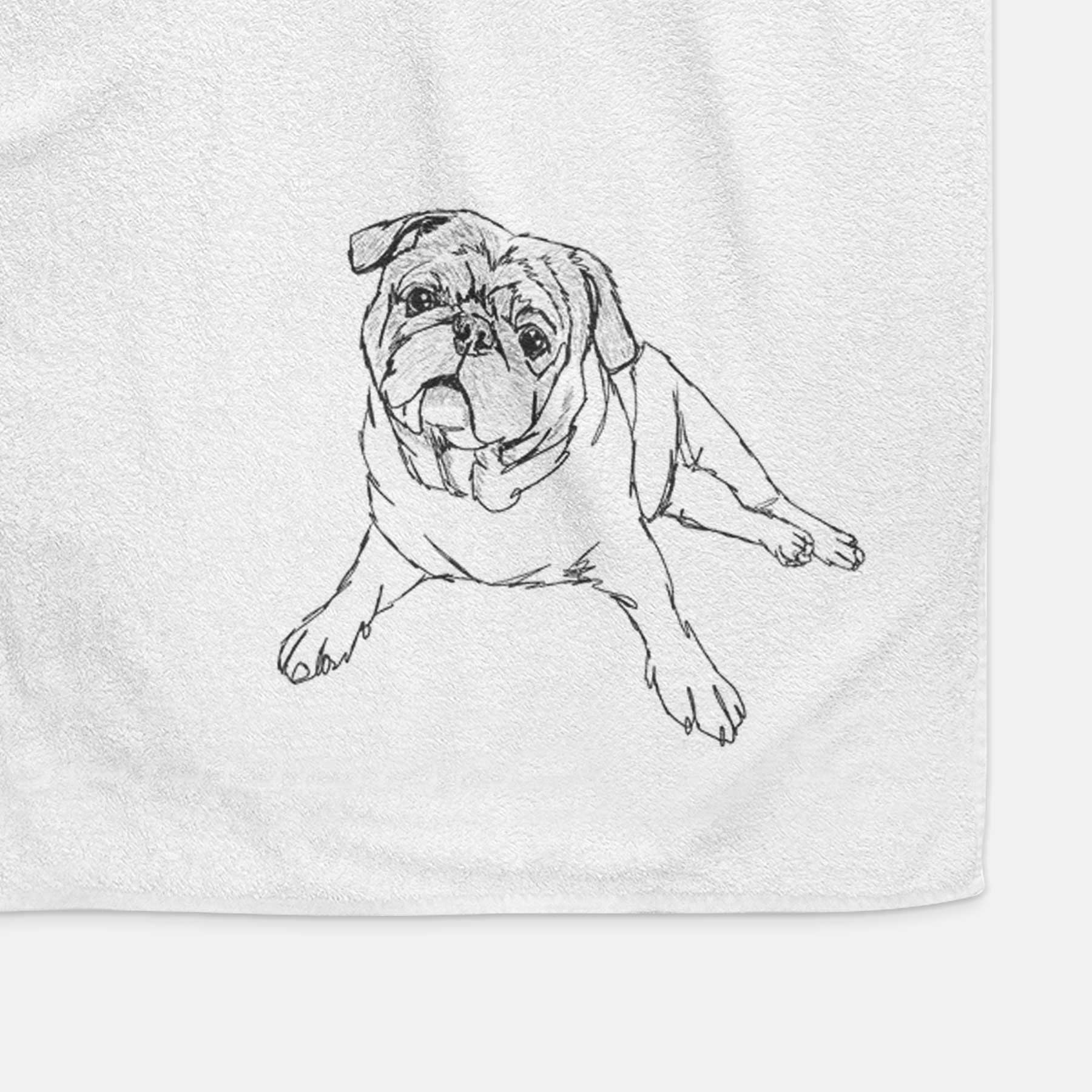 Doodled Benny the Pug Decorative Hand Towel