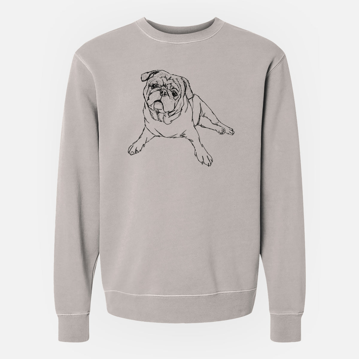 Doodled Benny the Pug - Unisex Pigment Dyed Crew Sweatshirt