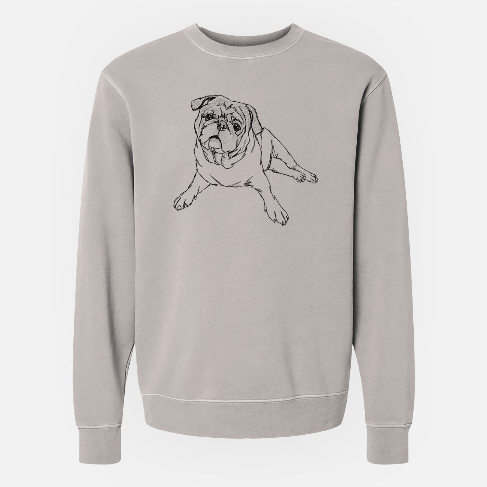Doodled Benny the Pug - Unisex Pigment Dyed Crew Sweatshirt