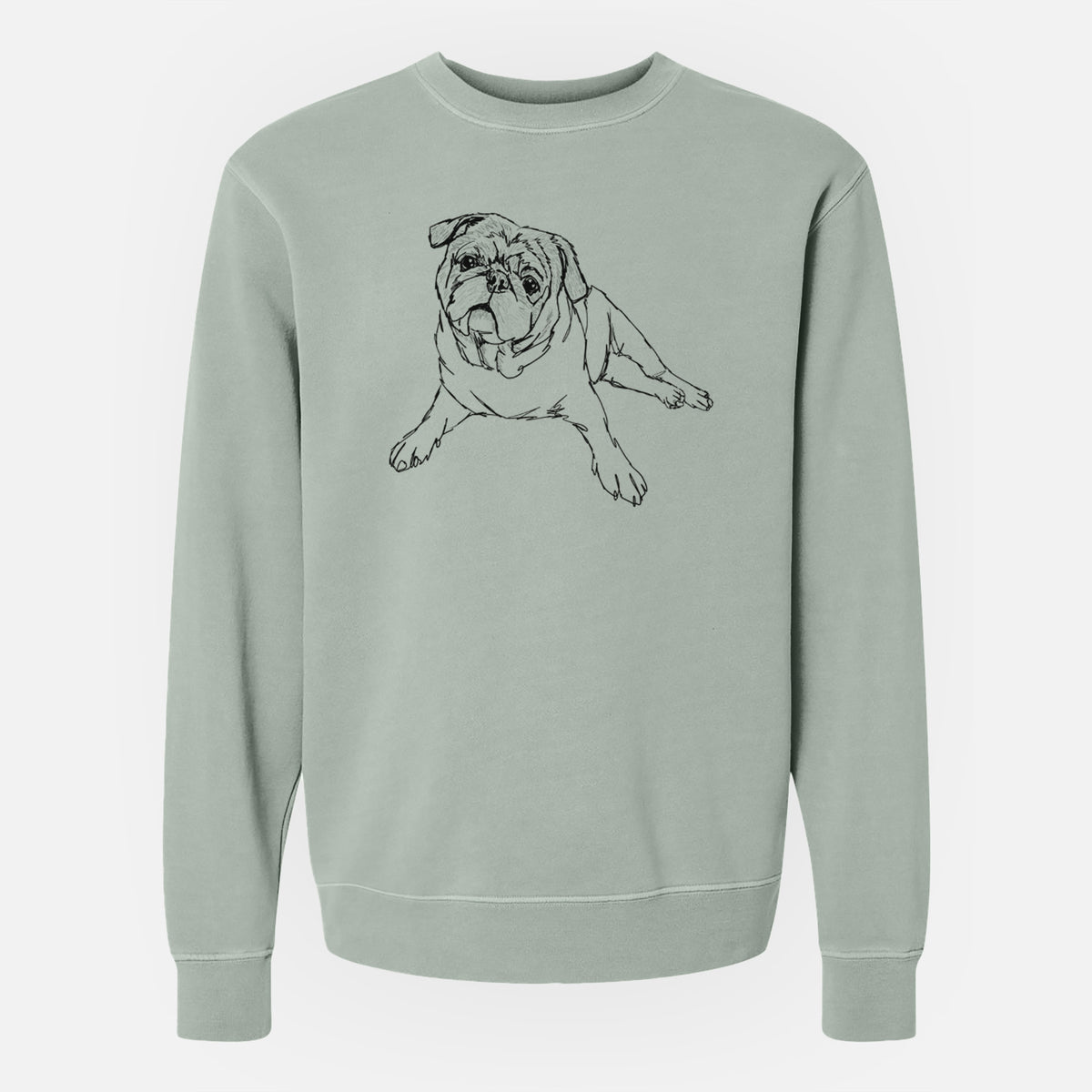 Doodled Benny the Pug - Unisex Pigment Dyed Crew Sweatshirt