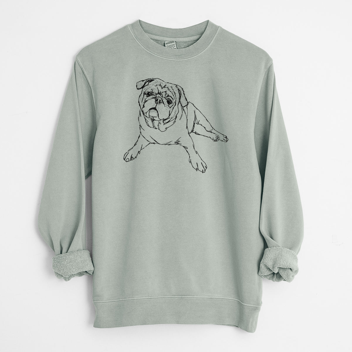 Doodled Benny the Pug - Unisex Pigment Dyed Crew Sweatshirt