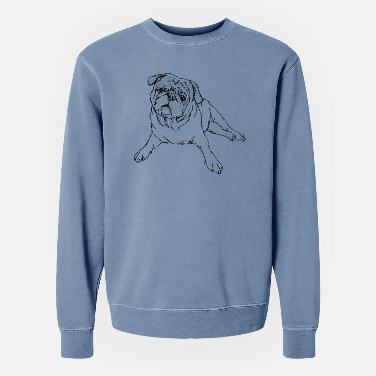 Doodled Benny the Pug - Unisex Pigment Dyed Crew Sweatshirt